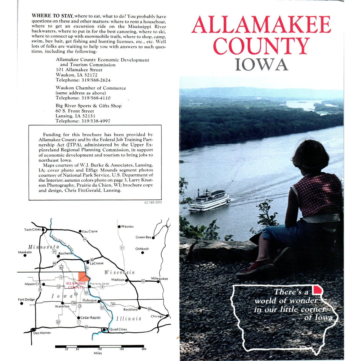 Vintage Allamakee County Iowa Map & Fold Out Travel Brochure TF4-B1