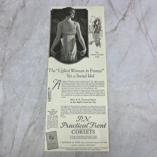 P.N. Practical Front Corsets I. Newman and Sons Boston 1924 Magazine Ad FL6-11
