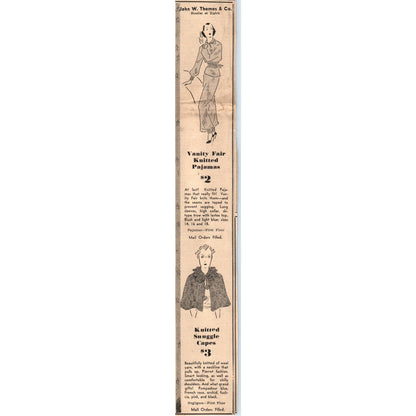 John W. Thomas Co Dept Store 2x13" 1935 Minneapolis Journal Advertisement D10