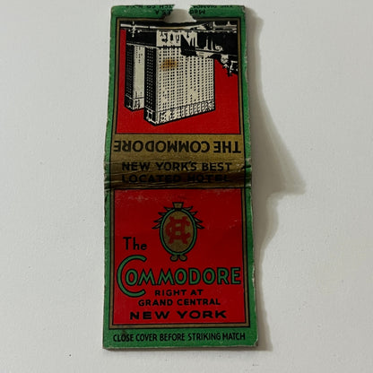 The Commodore Hotel Grand Central New York Vintage Matchbook TB6-MB2-11