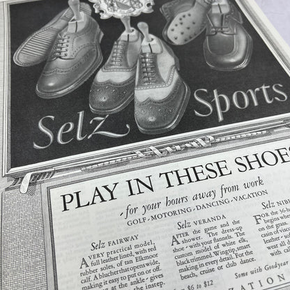 Selz Sports Shoes Chicago 1928 Original Magazine Advertisement FL6-8