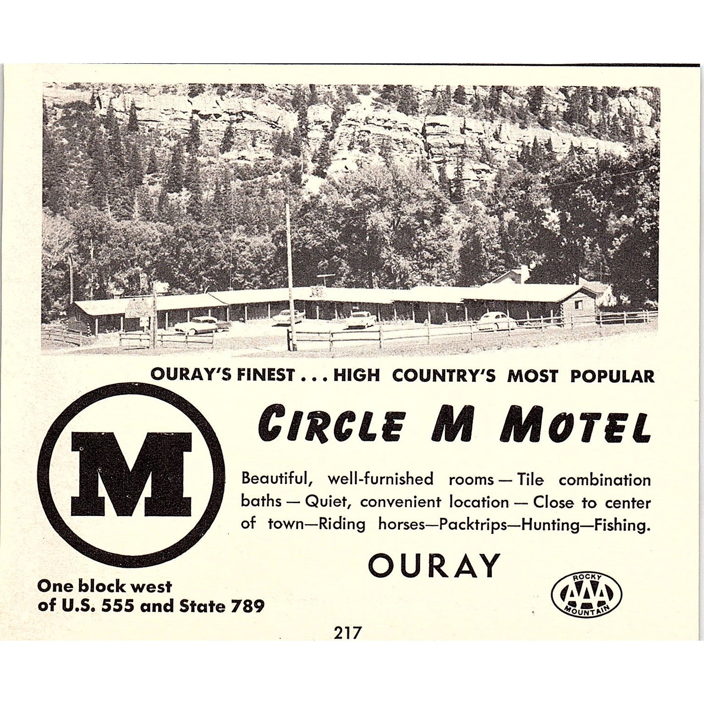The Don-K Ranch Pueblo, Circle M Motel Ouray CO 1958 Ad AG1-H2