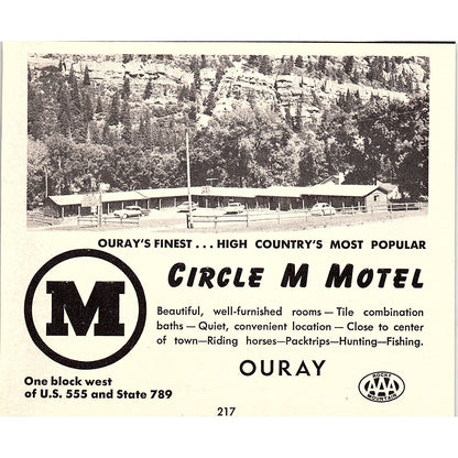 The Don-K Ranch Pueblo, Circle M Motel Ouray CO 1958 Ad AG1-H2