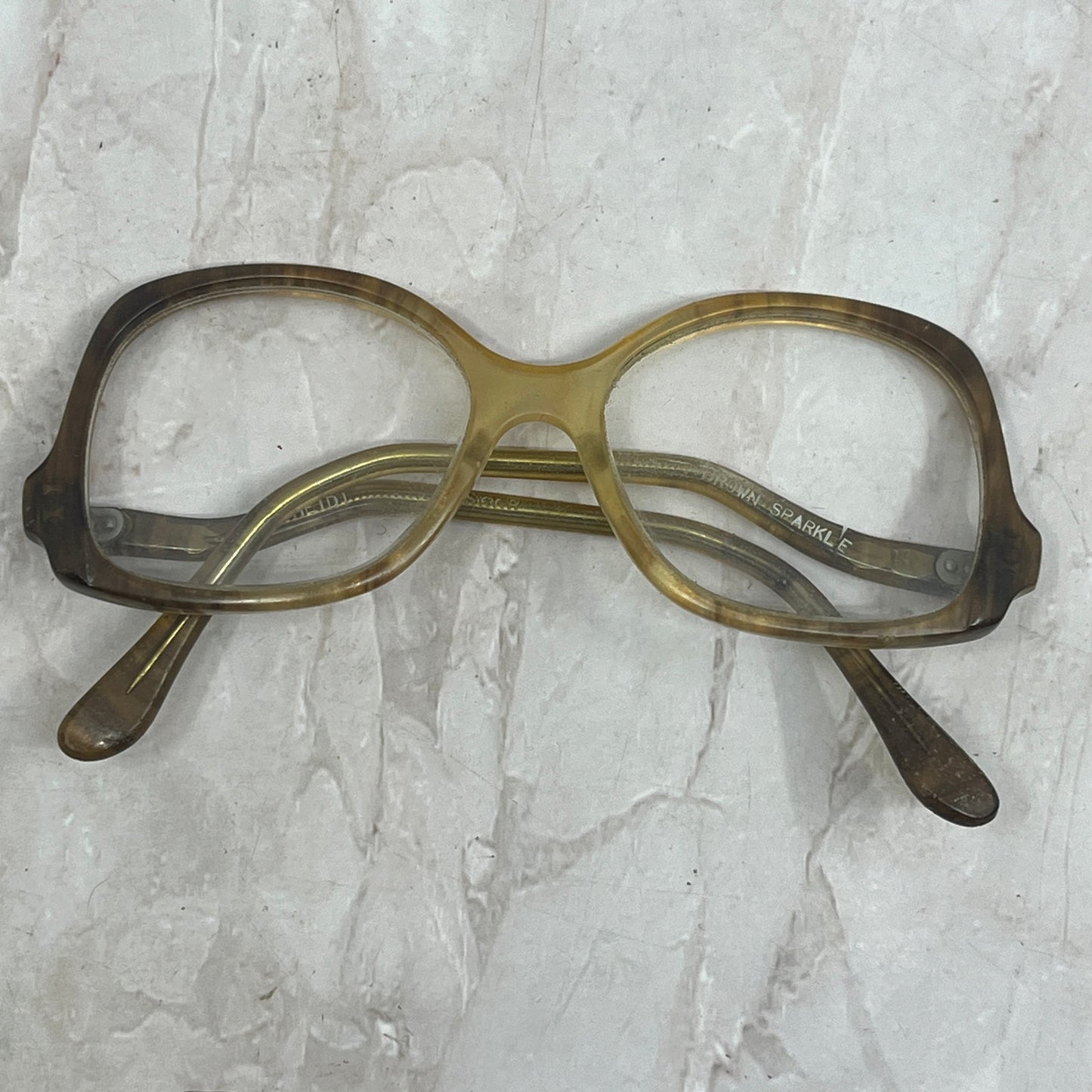 Vintage Drop Arm Brown Sparkle Heidi Sunglasses Eyeglasses Frames TG7-G6-6