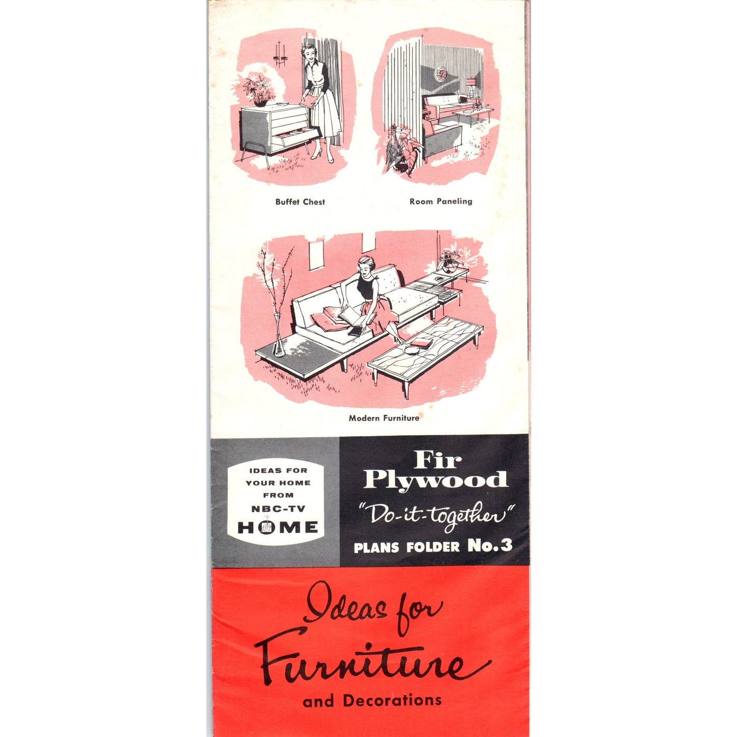1956 Douglas Fir Plywood Do-It-Together Plans Folder #3 Ideas For Furniture D10