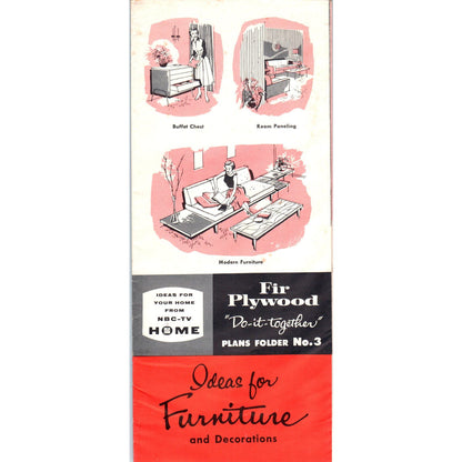 1956 Douglas Fir Plywood Do-It-Together Plans Folder #3 Ideas For Furniture D10