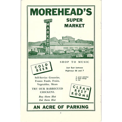 Morehead's Super Market Hwy 66 1957 Estes Park CO Ad AG4-1