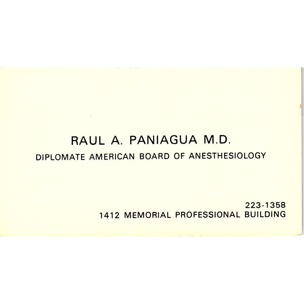 Raul A Paniagua Memoria Professional Building Vintage Business Card SB4-B1