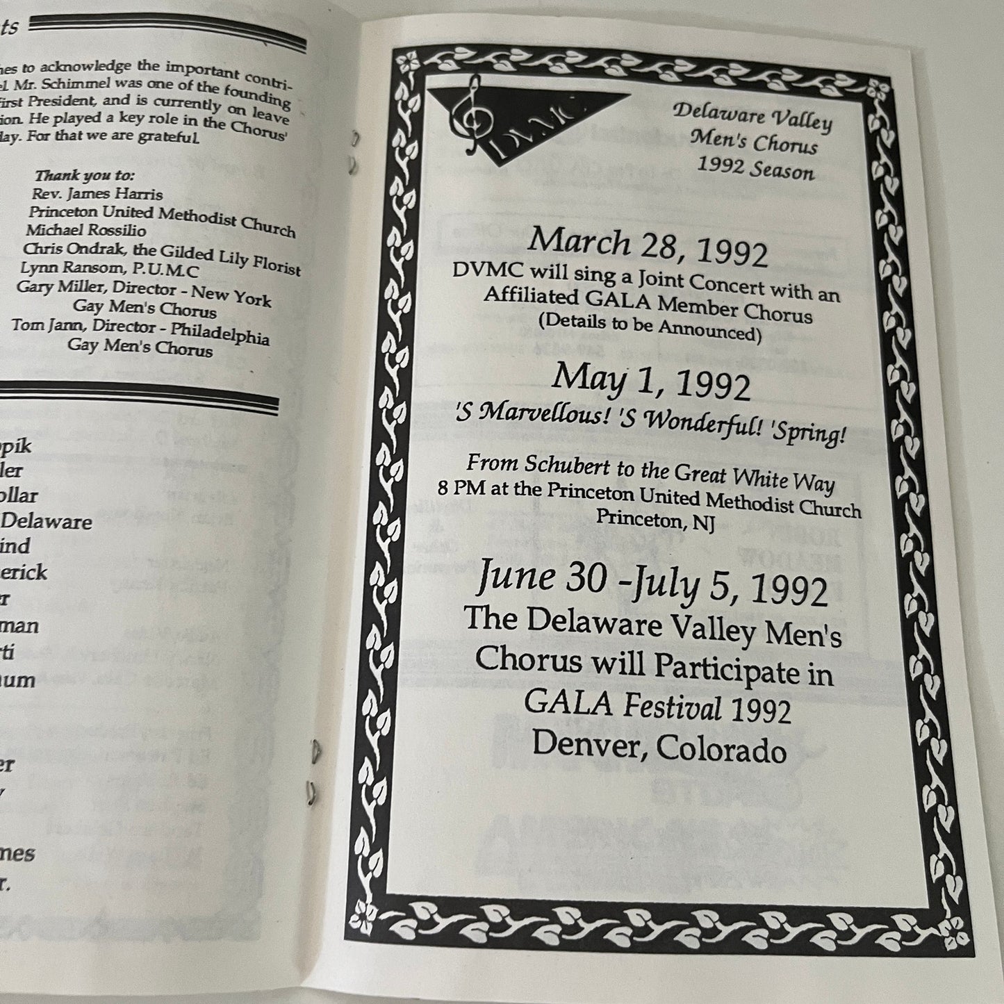 1991 Delaware Valley Men's Chorus Christmas Program L1-1