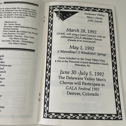 1991 Delaware Valley Men's Chorus Christmas Program L1-1