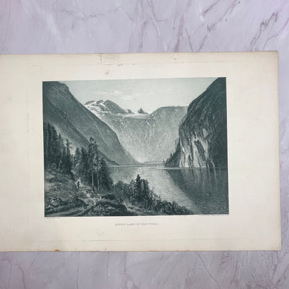 King's Lake in the Tyrol F. Feldhutter Engraving 21x17" Art Print V21