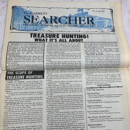 1983 July - The Garrett Searcher Newsletter Treasure Hunting Metal Detectors M20