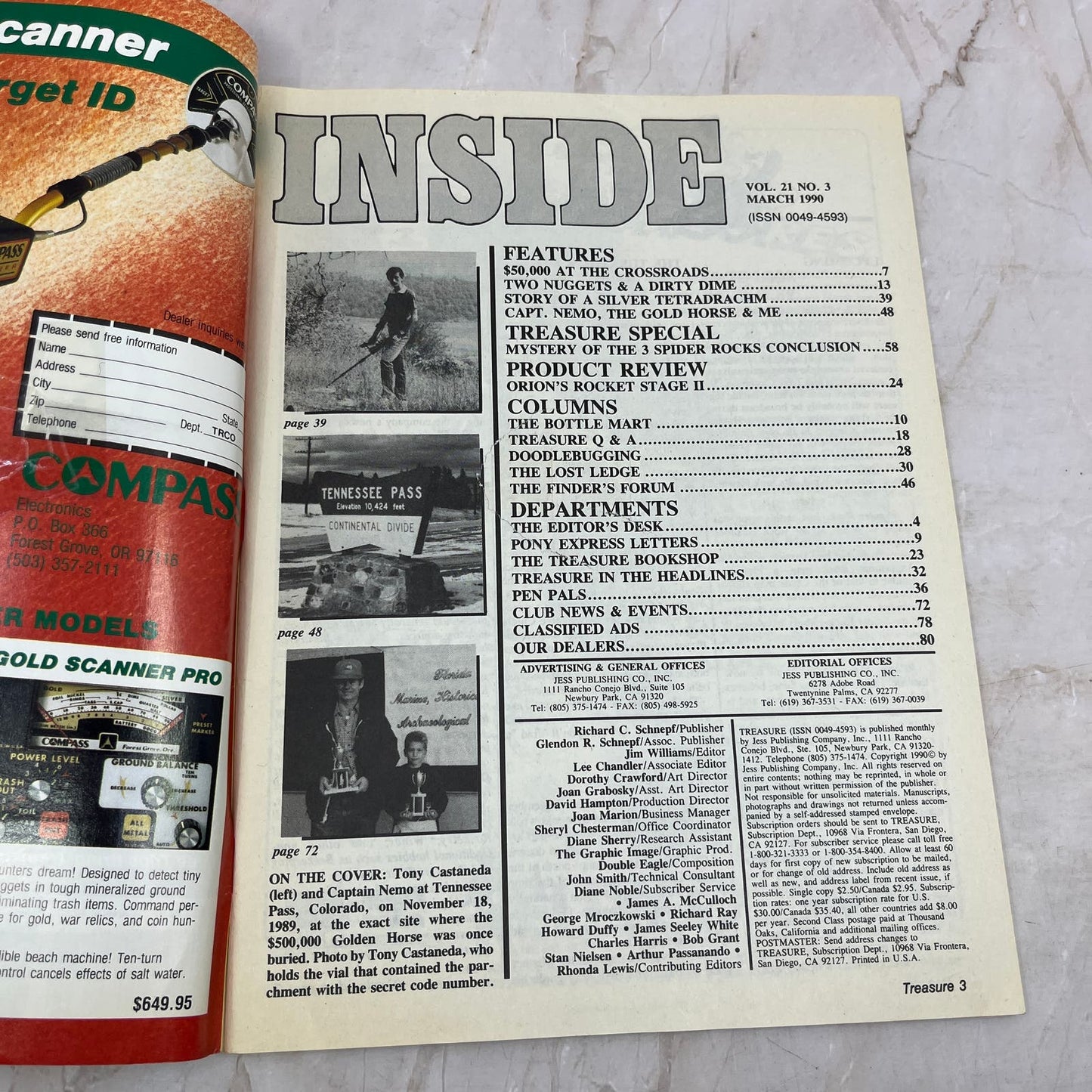 1990 March - Treasure Magazine - Treasure Hunting Prospecting Metal Detector M16