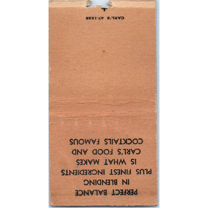 Carl's Rio Room Washington Ave St. Louis MO Vintage Matchbook Cover SF4-Y7