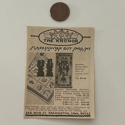 Tre Kronor Scandinavian Gift Shop Farmington CT 1971 Magazine Ad SAG4-S15