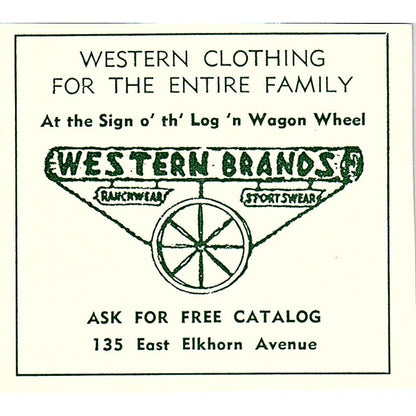 Williamson's Toggery & Bootery, Western Brands 1957 Estes Park CO Ad AG4-S10