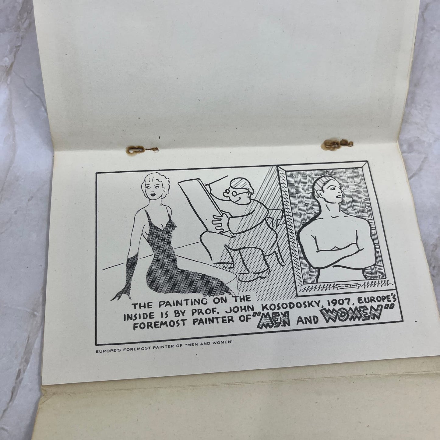 1948 Atlas ART GALLERY of Famous Paintings Souvenir Fold-Out Humor 6x4 TI8-S1