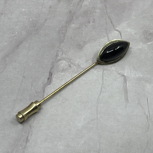 Vintage Art Deco Onyx Gold Tone Stick Pin Hat Pin SB7