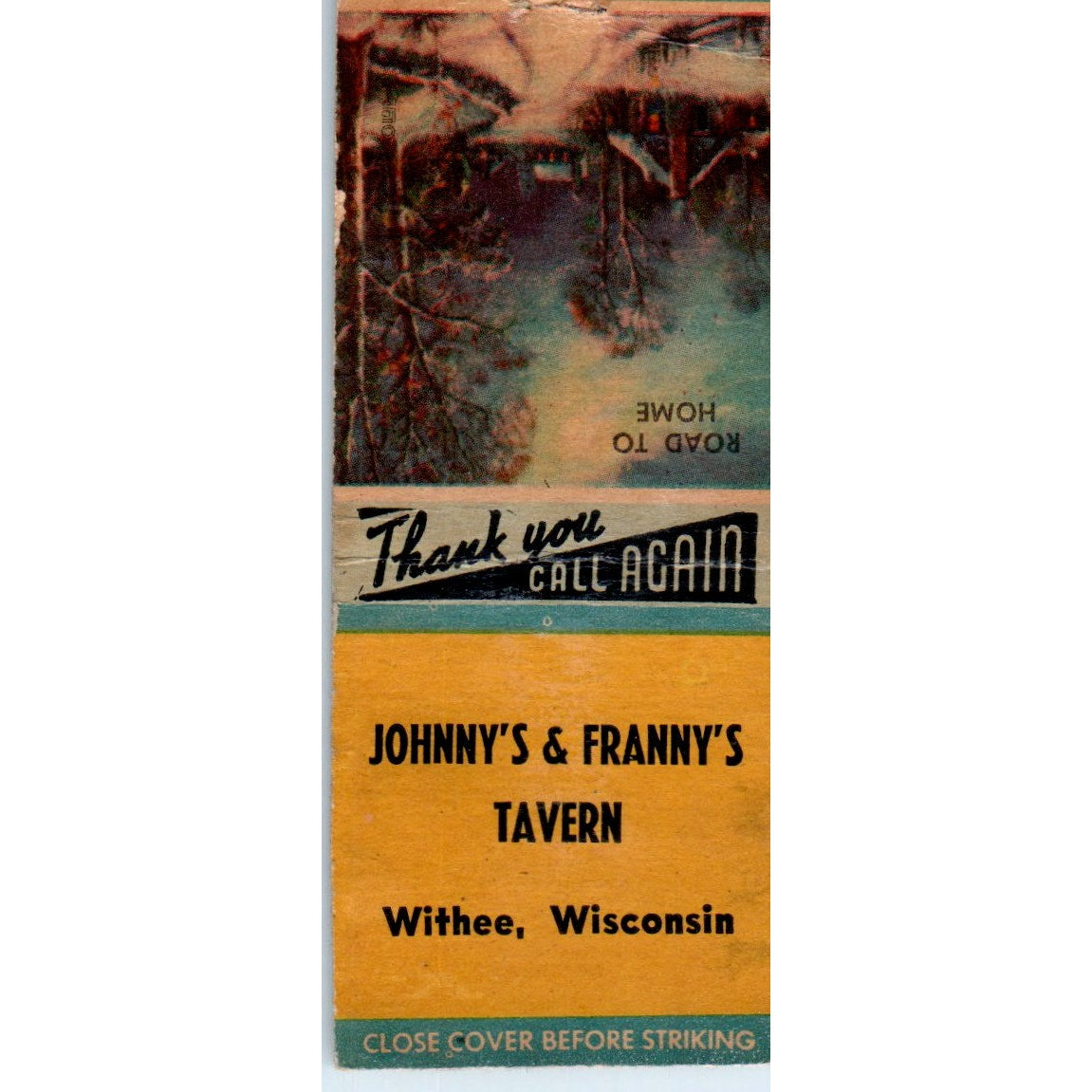 Johnny's & Franny's Tavern Withee Wisconsin Vintage Matchbook Cover SD2-Y8