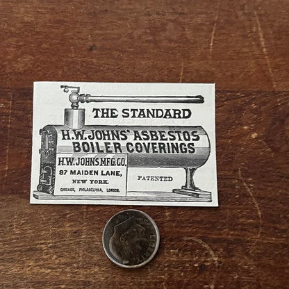 H.W. Johns' Asbestos Boiler Coverings New York Original Advertisement AD8-P29