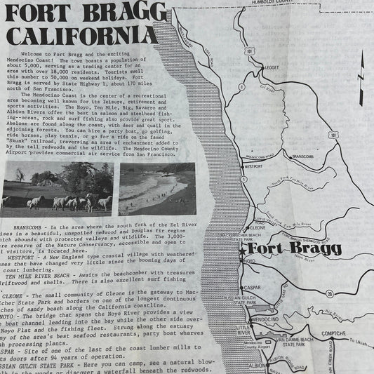 1970 Fort Bragg California Fold Out Travel Brochure TH9-CB