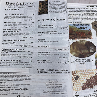 2001 Aug - Gleanings in Bee Culture Magazine - Bees Beekeeping Honey M32