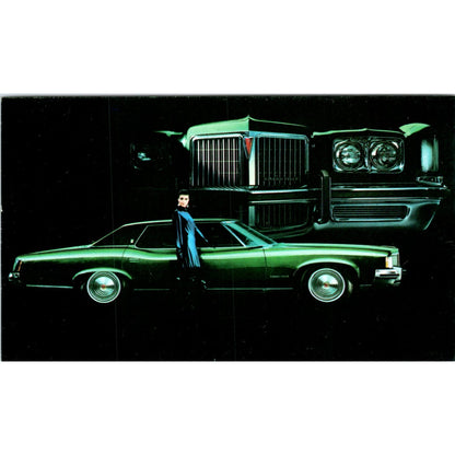 1972 Wide Track Pontiac Grand Ville 4-Door Hardtop Green Vintage Postcard PC12
