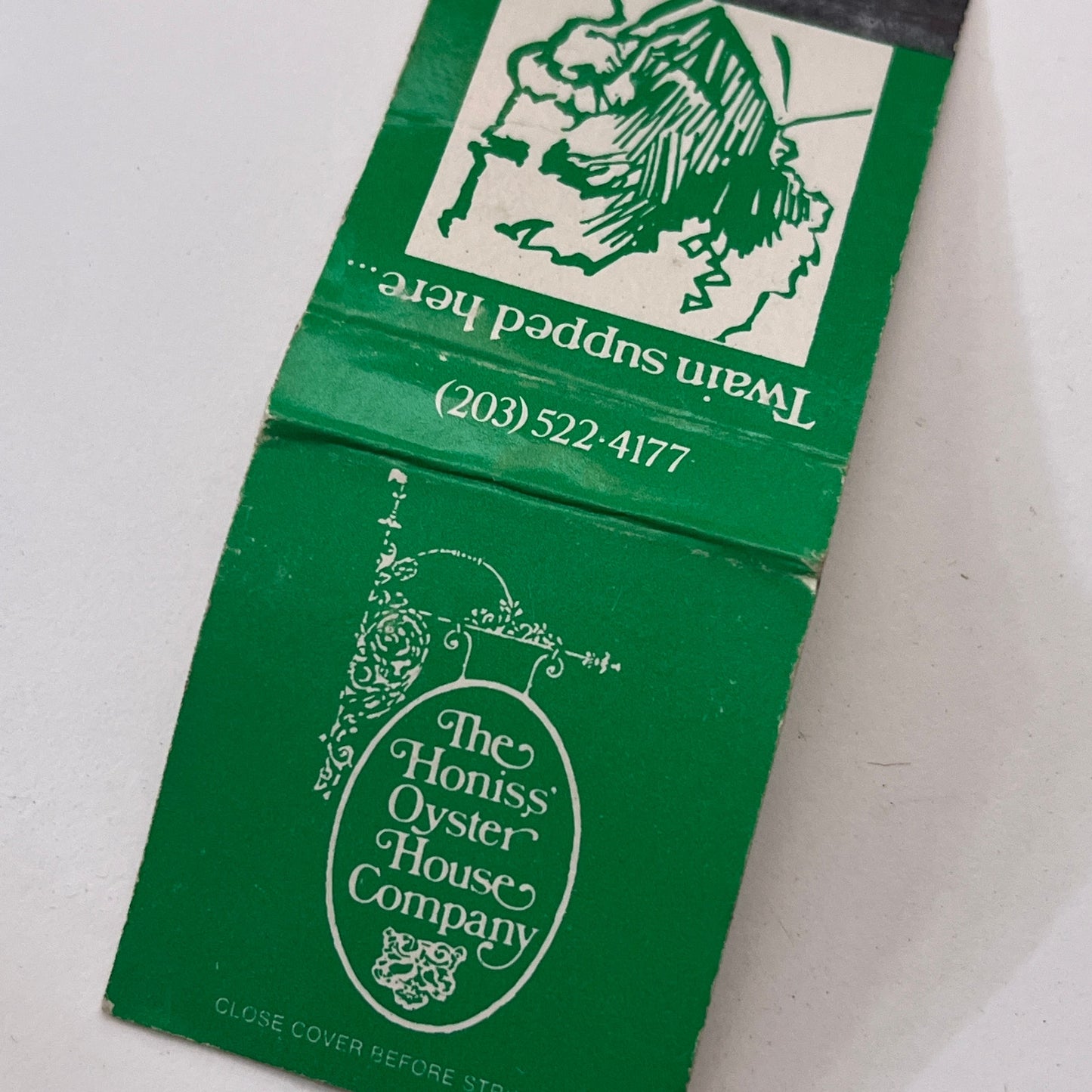 The Honiss Oyster House Company Mark Twain Vintage Matchbook Cover TB8-MB-9