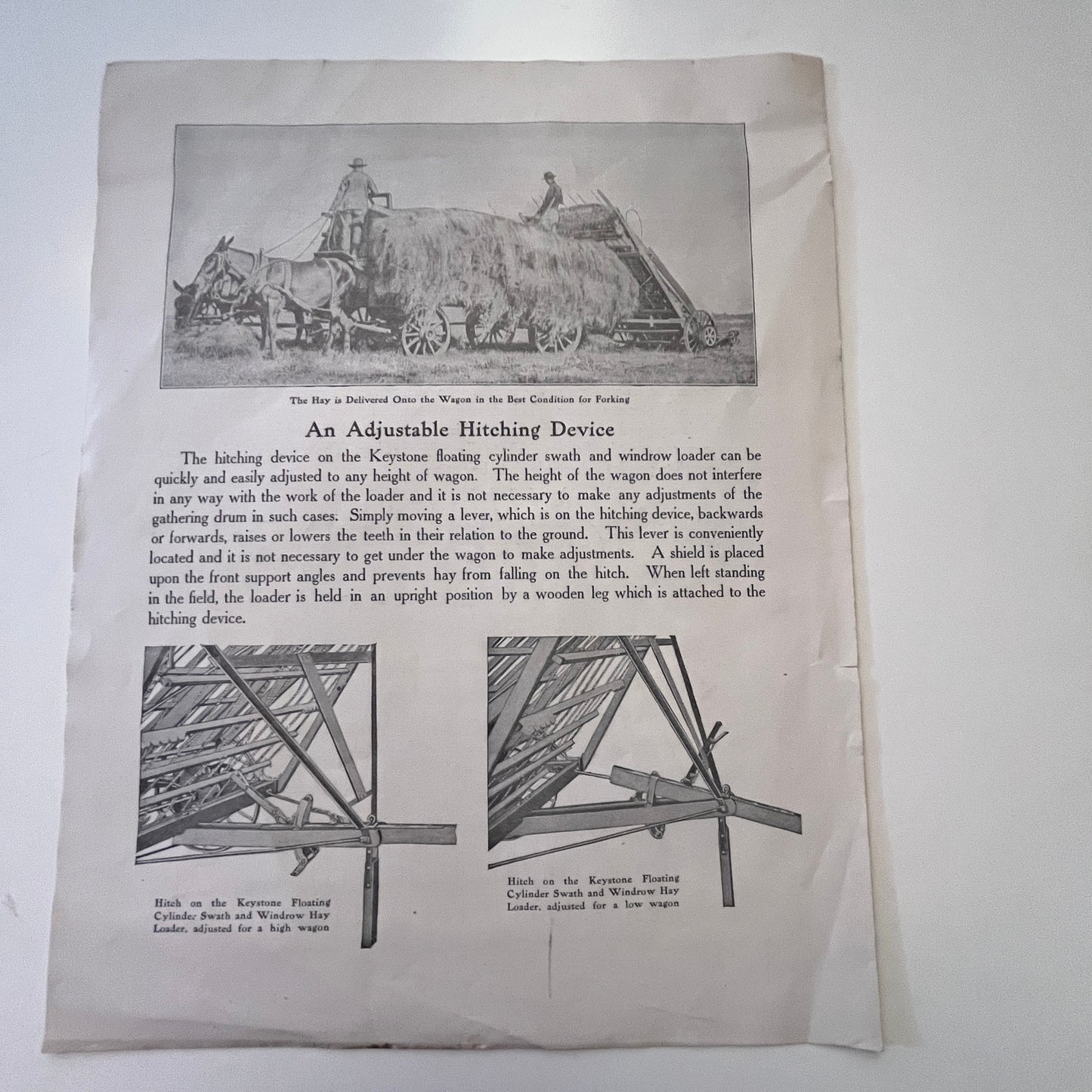 Keystone Floating Cylinder & Hay Loader International Harvester Leaflet K23