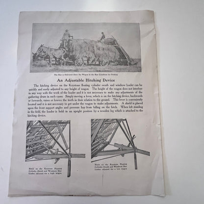 Keystone Floating Cylinder & Hay Loader International Harvester Leaflet K23