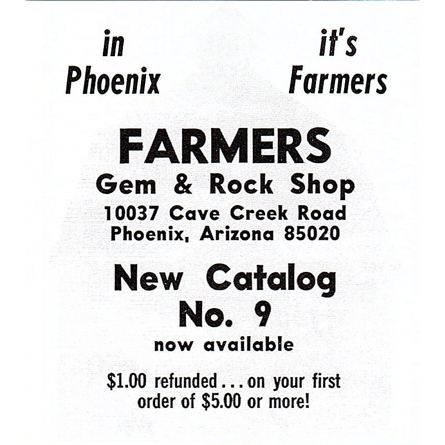Farmers Gem & Rock Shop Phoenix Arizona 1972 Ad AF8-M1