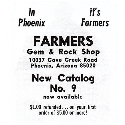 Farmers Gem & Rock Shop Phoenix Arizona 1972 Ad AF8-M1