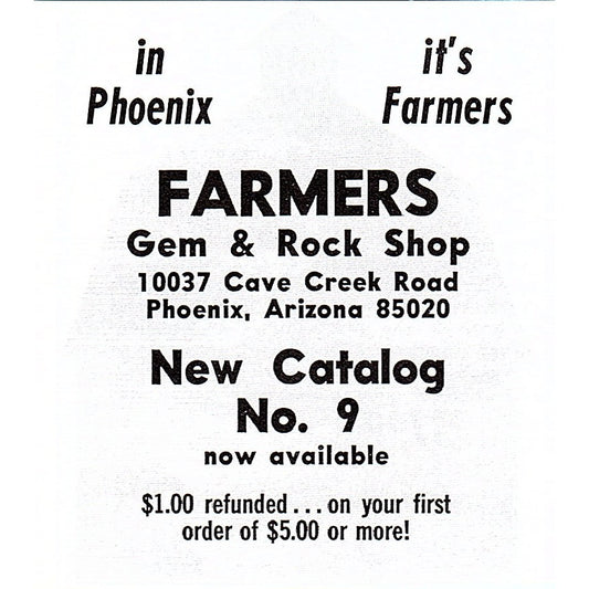 Farmers Gem & Rock Shop Phoenix Arizona 1972 Ad AF8-M1
