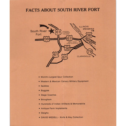 Vtg Original South River Fort Hannibal MO Map & Fold Out Travel Brochure TF4-B1