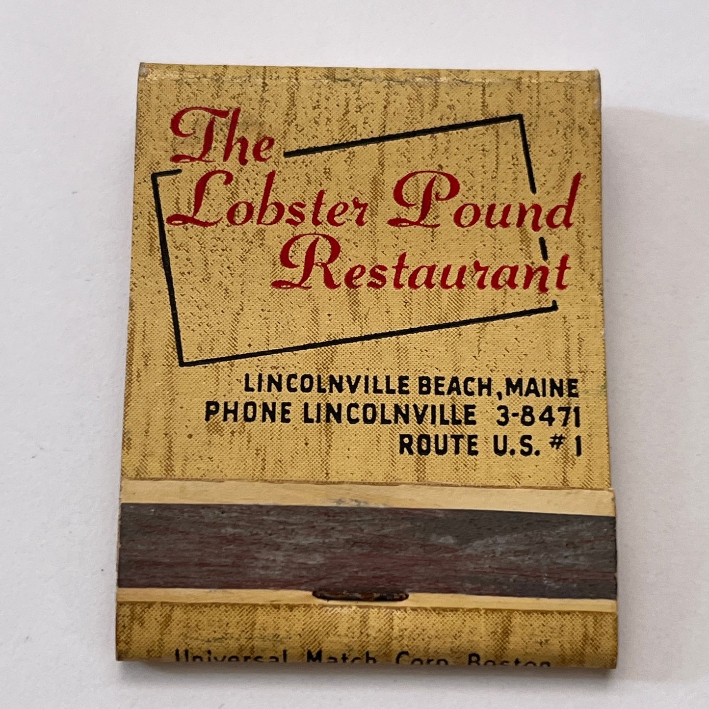 The Lobster Pound Restaurant Lincolnville Beach ME Vtg Matchbook Cover TB8-MB3-3