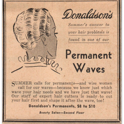 Donaldson's Permanent Waves 1935 Minneapolis Journal Advertisement AE7-N2