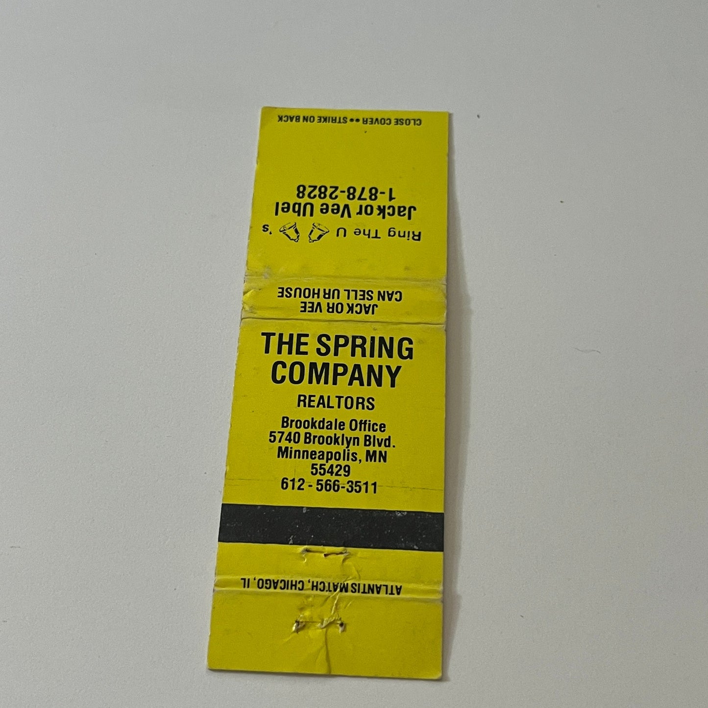 The Spring Company Realtors Minneapolis MN Vintage Matchbook Cover TB6-MB2-5