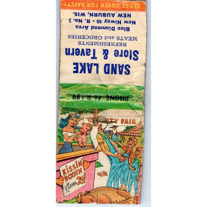 Sand Lake Store & Tavern New Auburn Kissin Booth Pinup Vintage Matchbook SF4-Y8