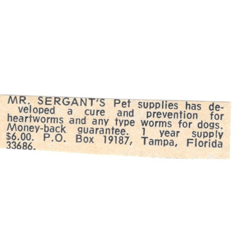 Mr. Sergant's Pet Supplies Tampa Florida 1977 Ad AF6-S9