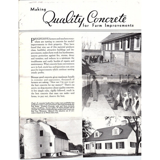 Making Quality Concrete for Farm Improvement 1940s Leaflet Portland Cement AG5-1