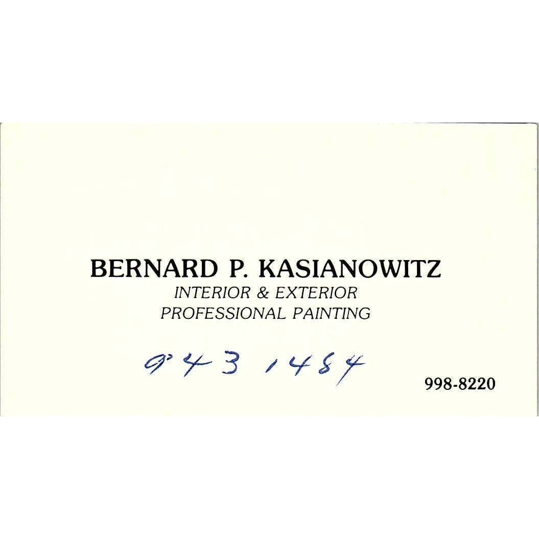 Bernard P Kasianowitz Professional Painting Houston Vintage Business Card SC9-B6