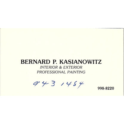 Bernard P Kasianowitz Professional Painting Houston Vintage Business Card SC9-B6