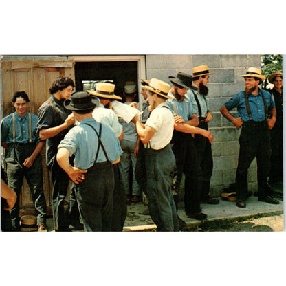 Time Out from Amish Barn Raising Pennsylvania Dutch Country Postcard PD7