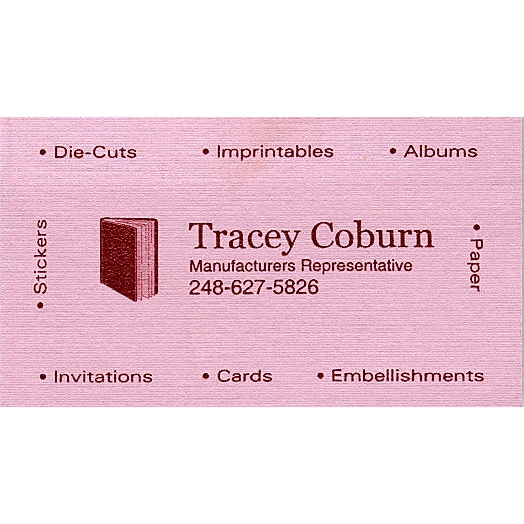 Tracey Coburn Manufacturers Rep Michigan Vintage Business Card SC9-B8