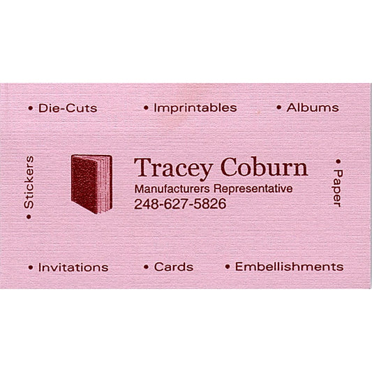 Tracey Coburn Manufacturers Rep Michigan Vintage Business Card SC9-B8