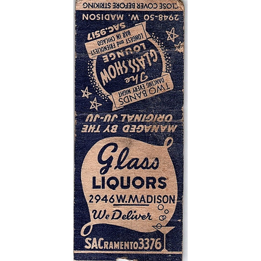 The Glass Show Lounge Madison WI Vintage Matchbook Cover SF3-Y4