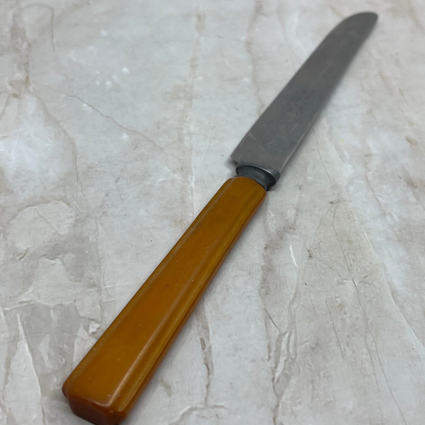 Vtg Robinson Knife Co Butterscotch Bakelite 9” Butter Knife Stainless Steel SB3