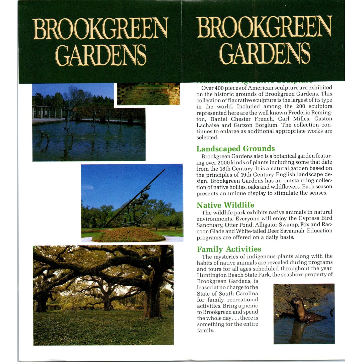 Vintage Brookgreen Gardens Murrells Inlet South Carolina Brochure TF4-B4