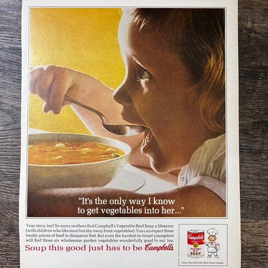 Campbell's Vegetable Beef Soup Vintage Magazine Ad 10x13 V7
