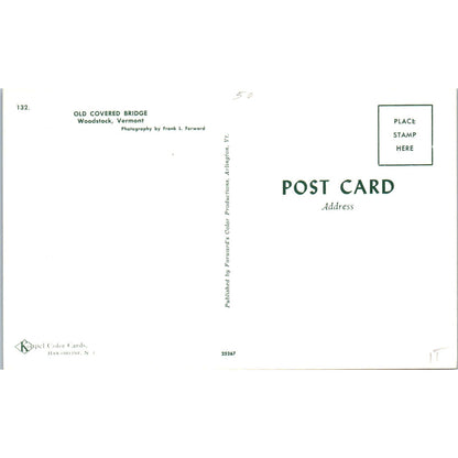 Old Covered Bridge Woodstock Vermont Covered Bridge Postcard PC1